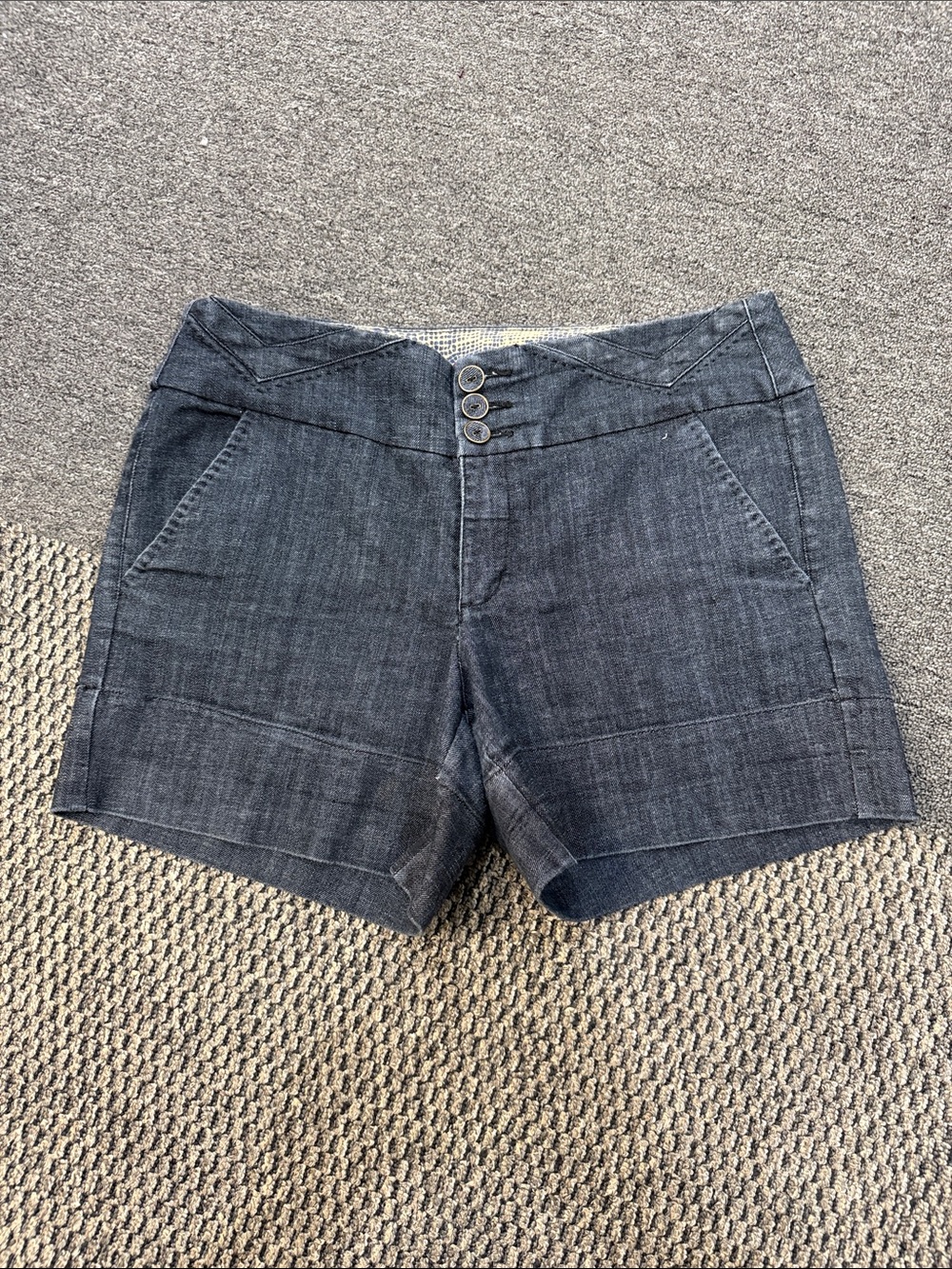 Women's Dark Wash Denim Short with Triple Button Waist